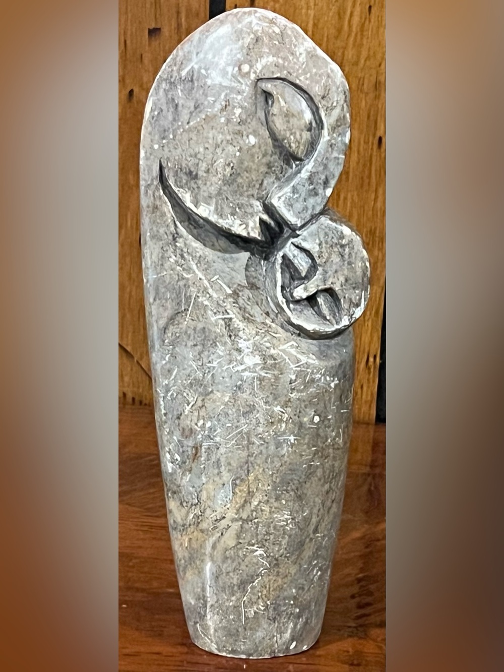 Mother and Child Gray Abstract Stone Sculpture - Unbranded ht 10”